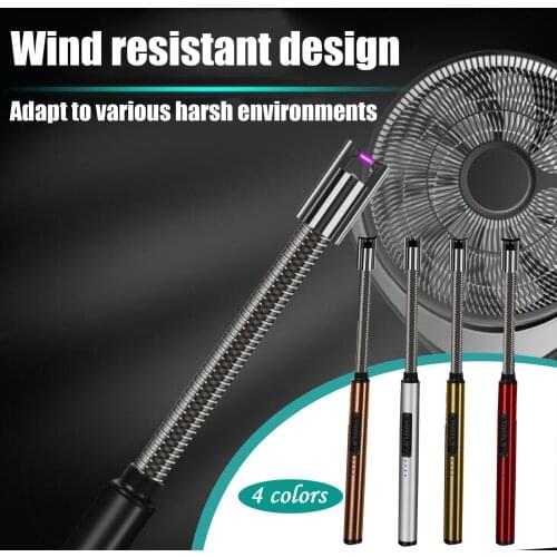 Creative USB Charging Gas Stove Pulse Charging Lighter Candle LED Battery Display Safety Kitchen Supplies Flameless Electronic