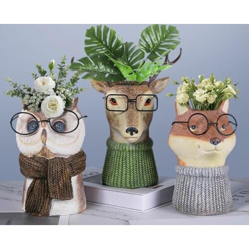 Creative Desktop Succulent Flower Pot Decoration Decoration Home Living Room Cute Resin Animal Flowerpot Vase Flower Arrangement