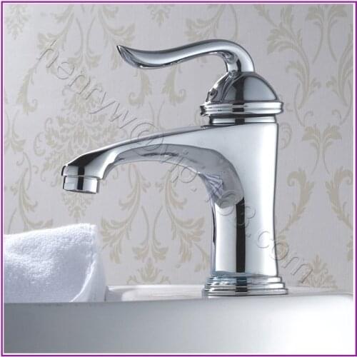 L16013 - Luxury Deck Mounted Chrome Finish Brass Material Basin Faucet