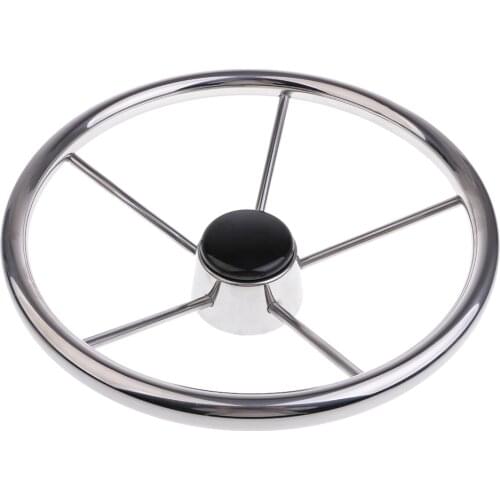 Boat Stainless Steel 13-1/2'' Steering Wheel 5 Spoke 25 Degree Marine Yacht