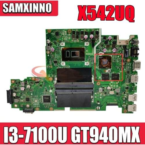 X542UF Motherboard For ASUS X542UR X542UQ X542UN A580U Laptop Motherboard notebook I3-7100U CPU GT940MX-2G original Test