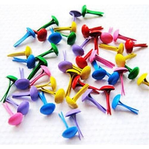100 Pcs Practical Mini Round Paint Mixed Color Scrapbooking Card Making Craft DIY Round Mini Iron Brads Two Feet Nails Tools