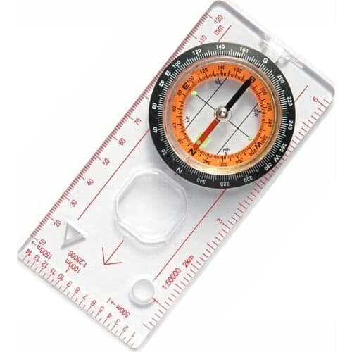 Multifunction Ruler Compass Outdoor Map Scale Magnifying Glass Belt Camping Hiking Outdoor Plate Compass Hiking Gear