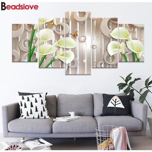 Embroidery diamond 5 Pcs morning glory flowers 5d diamond painting sale full drills picture of rhinestones cross-stitch art