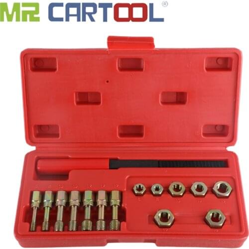 MR CARTOOL 15PCS Metric Thread Restorer Set Thread Repair Kit For Automotive Professional Brake And Undercar Repair Tools