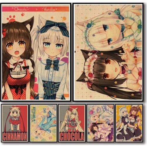 50 Designs Game Anime Nekopara Kraftpaper Poster Artwork Fancy Wall Sticker for Coffee House Bar A3