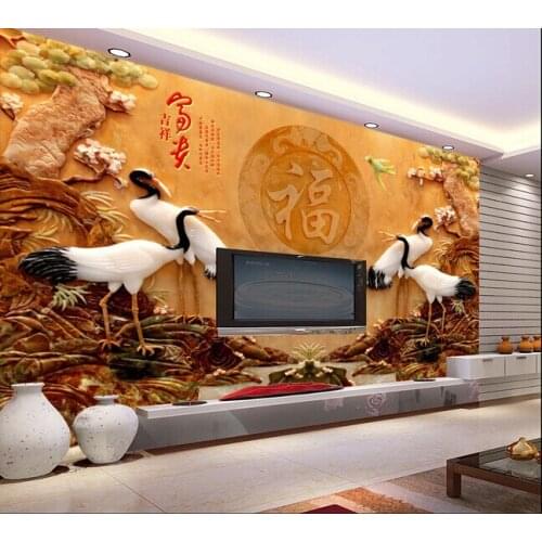 3d wallpaper custom mural non-woven 3d room wallpaper peacock rich jade carving background wall photo 3d wall murals wallpaper