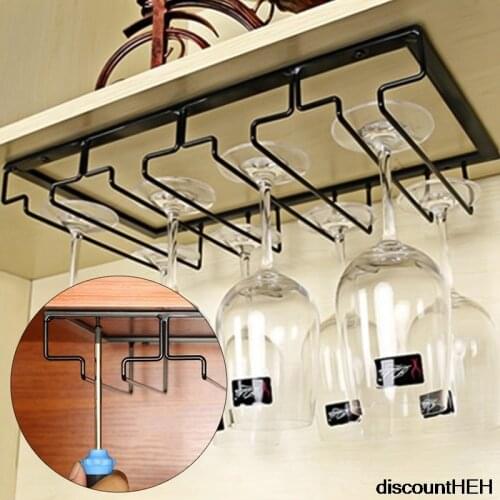 New High-quality Iron Wine Glasses Holder Right Angle Hanging Upside Down Goblet Cup Display Rack Stand Organizer