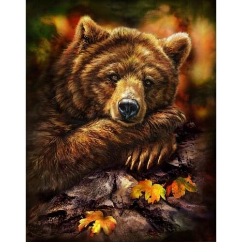 PDMDOG 5D Square/Round Drill,5D DIY Diamond Painting Brown bear Diamond Embroidery Cross Stitch Rhinestone Wall Decoration