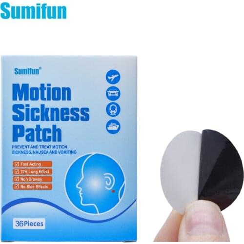 Sumifun 36Pcs Sickness Patch Stickers Fast Acting Behind Ear Dizziness Anti-Nausea Chinese Herbal Medical Plaster Health Care