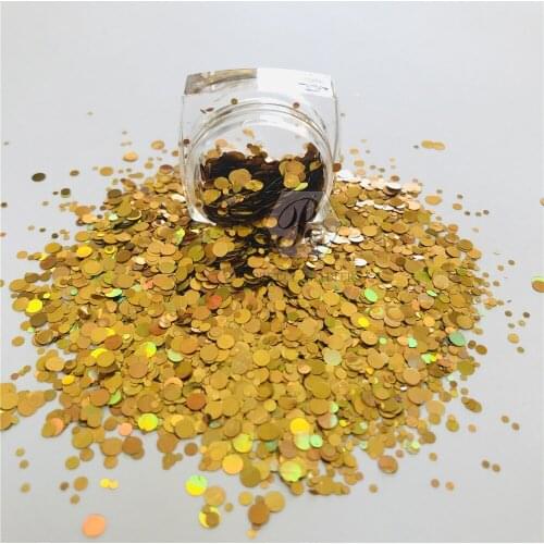 PrettyG 1 Box 12C 123MM Round Dot Mix Shape Colorful Holographic Glitter Gel Nail Art Decoration Handwork DIY Accessories