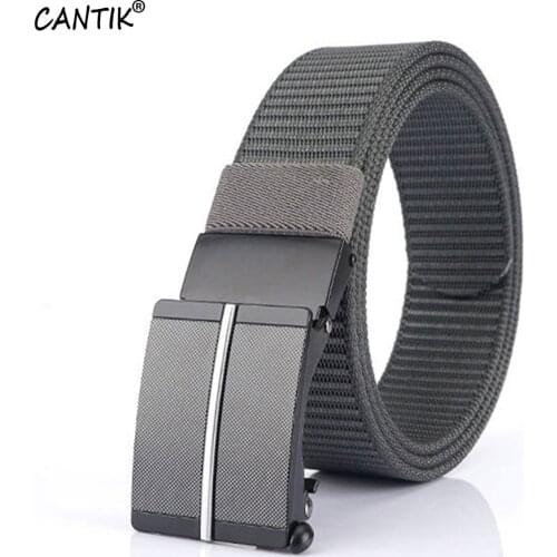 CANTIK High Quality Nylon Belts for Men Simple Formal Style Automatic Buckle Metal Clothing Jean Accessories 35mm Width CBCK212