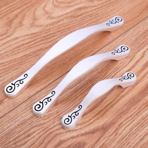 64mm 96mm 128mm modern simple fashion furniture handle silver black kitchen cabinet dresser drawer handles pulls knobs 5" 2.5"