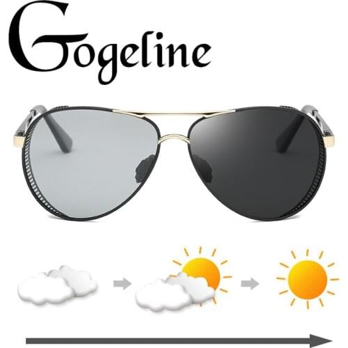 2020 Photochromic Sunglasses Men Polarized Chameleon Driving Discoloration aviation UV400 metal Night vision Eyewear for women