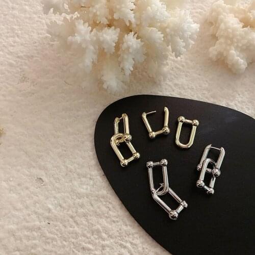 TARCLIY Trendy Thick Link U-Shaped Geometric Drop Earring Simple Two-Use Metal Small Chic Stylish Earring Women Party Jewelry