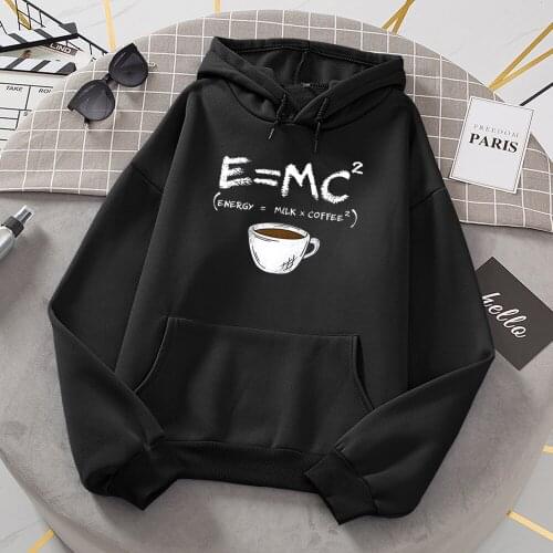 Energy=milk+coffee Harajuku Hoodie Women Casual Fashion Sweatshirt Crewneck Fleece Pocket Clothes Loose Pullover Hoodies Female