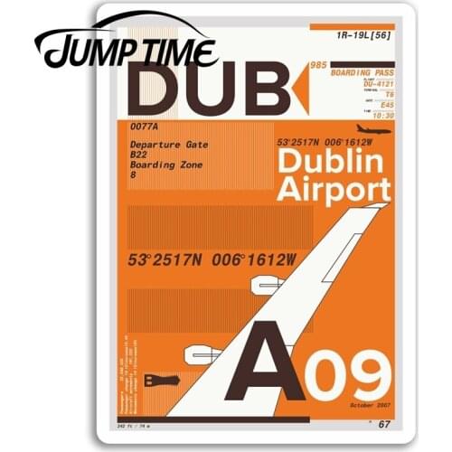 Jump Time for Dublin Airport Vinyl Stickers Ireland Sticker Laptop Luggage Car Bumper Decal Waterproof Car Accessories
