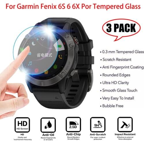 3pcs 9H Protection For Garmin Fenix 5 5S 6S 6X 6 Pro Tempered Glass Film Transparent Premium Screen Protective Smart Accessories