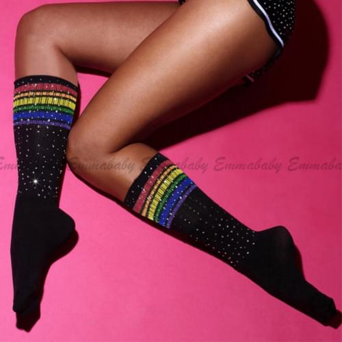 Women Sexy Diamond Thigh High Long Stockings Fashion Knit Over The Knee Socks