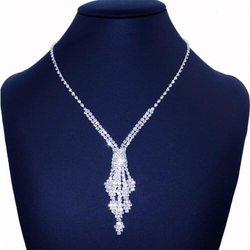 Long Tassel Chain Pendant Necklace For WomenBling Rhinestone Fashion Romance Tennis Chain Necklace Fashion Wedding Jewelry