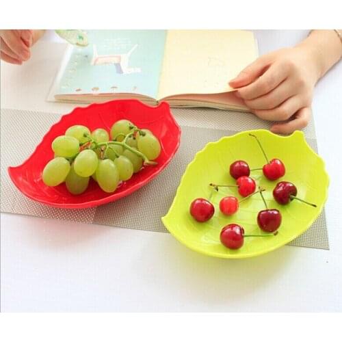 1PC candy colored fruit dish leaves tableware Dishes & Plates Plastic fruit plate candy dish OK 0081
