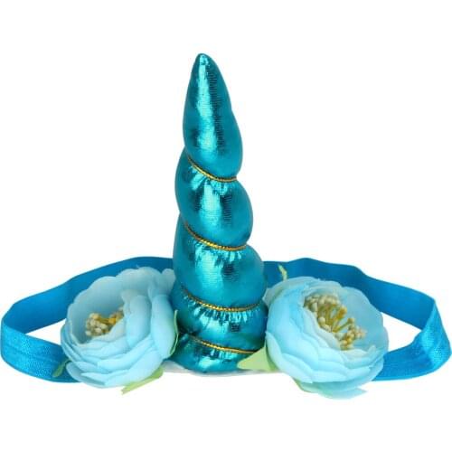 1 PC Unicorn Party Headbands Children Love Soft Horn Flower Decoration Hairbands Girls New Fashion Bright Color Hair Accessories