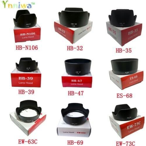 10pcs HB-N106 HB-32 HB-35 HB-39 HB-47 HB-69 ES-68 EW-63C EW-73C camera Lens Hood for nikon/canon lens camera with package box