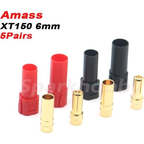 10PCS/5Pairs Amass XT150 Connector Plug Male Female 120A Large Current With 6MM Gold plated Banana Plug for RC Aircraft Car Dron