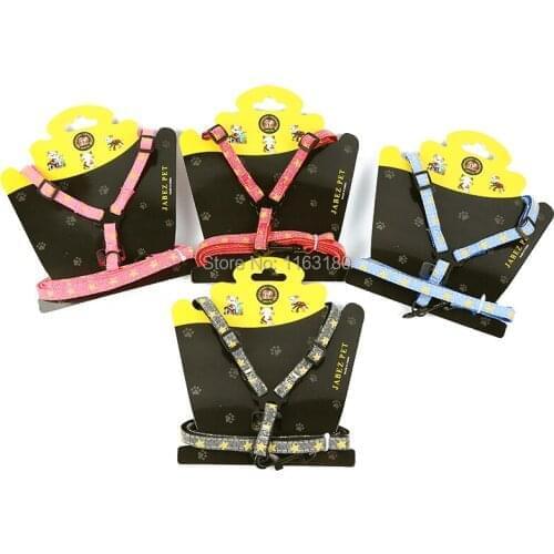 144 Sets/lot Flower Print Pet Dog Collar Harness Leash Soft Walking Harness Leash Durable Traction Rope Dog Harness Leash