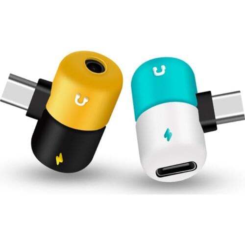 2 in 1 Type C to 3.5 mm Splitter Earphone Adapter Charger Audio Converter For Mobile Phone Silicone Headphone Adapter Converter