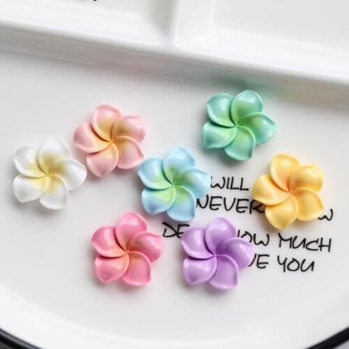 20Pcs Kawaii Five Petal Flower Flatback Resin Cabochon Scrapbooking Hair Bows Center Accessories DIY Embellishments Decoration