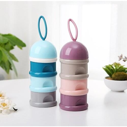 3-layer cartoon portable baby food storage box basic cereal formula milk snack container baby milk powder box