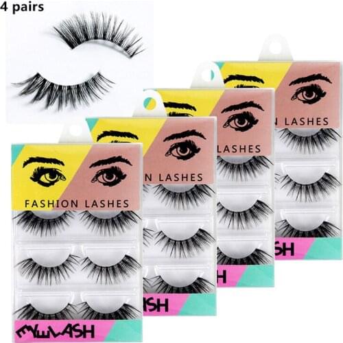 4 Pairs 3D Mink False Eyelashes Natural Long Fake Eye Lashes Extension Makeup 2019 NEW Detachable boxes Eyelashes
