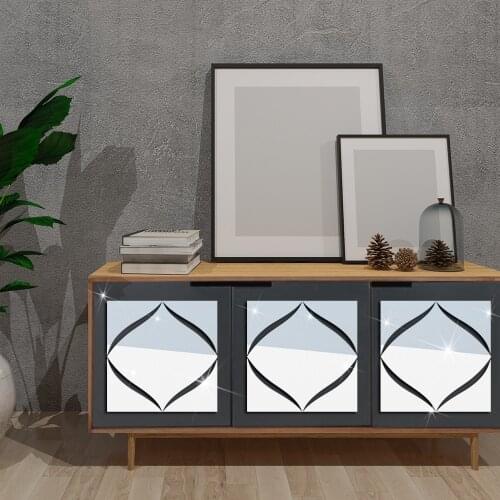 4 Pcs Per Set Geometric Puzzle 3D Removable Self Adhesive Acrylic Crystal Mirror Wall Sticker