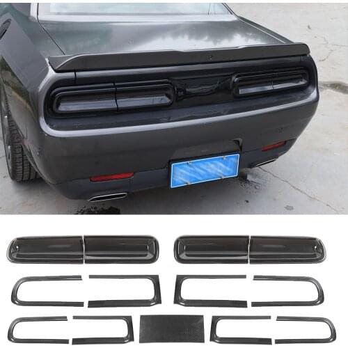 ABS Carbon Fiber Exterior Taillight Rear Tail Light Lamp Cover Trim Fit for Dodge Challenger 2015+ Car Accessories