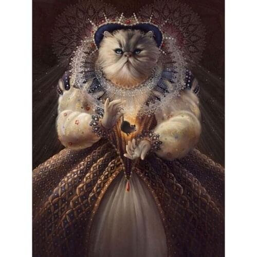 Diamond Embroidery DIY Diamond Paintings Cat Queen Cross Stitch Painting Rhinestones Full Square Drill Diamonds Mosaic KBL