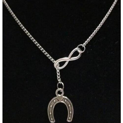 Fast shipping ! DIY 50cm Fashion Jewelry Charms Lucky Horseshoe & Lucky 8 Pendants Chain Necklace Jewelry Gift
