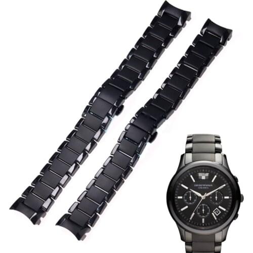 22mm 24mm Black Smooth Frosted Ceramic Strap For Armani Watch Ar1451ar1452ar1475ar1474 Watch Strap Wristband Bracelet band