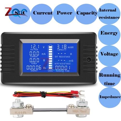 DC 0-200V 0-300A Digital Voltmeter Ammeter Car Battery Tester Capacity Resistance Voltage Current Power Energy Meter Monitor