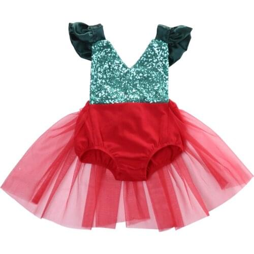 Cute Sequins Infant Baby Girl Sleeveless Romper Jumpsuit Tulle Tutu Sunsuit Outfits Costume Size 0-3Y