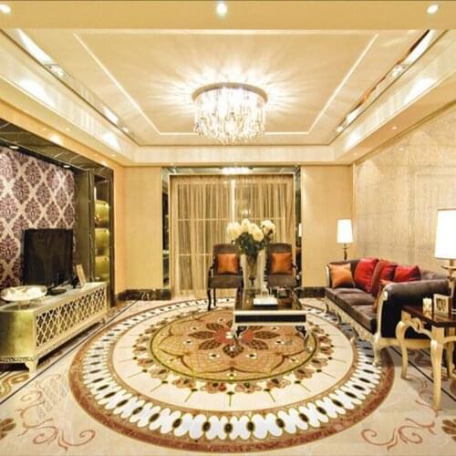 European Style Pattern Marble PVC Waterproof Floor Murals Wallpaper Hotel Living Room Bedroom Luxury Decor 3D Floor Tile Sticker