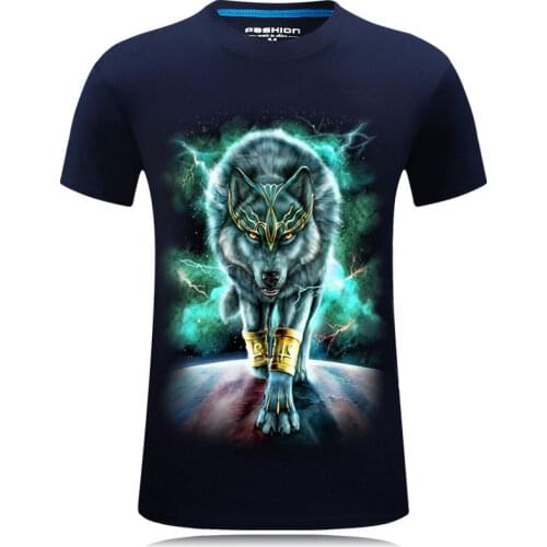 Mens graphic tees Wolf 3D printed T-shirt women blue t shirts short sleeve animal printed T-shirt for men oversized Fashion Tees