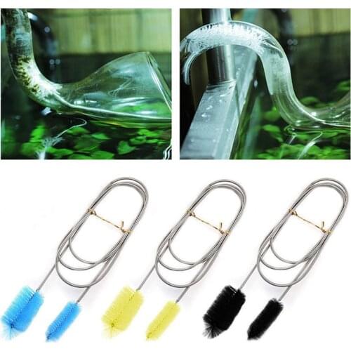 Hot 1pc Air Tube Double Ended Hose Brushes Nylon Aquarium Water Filter Stainless Steel Flexible Cleaning Brush free shipping