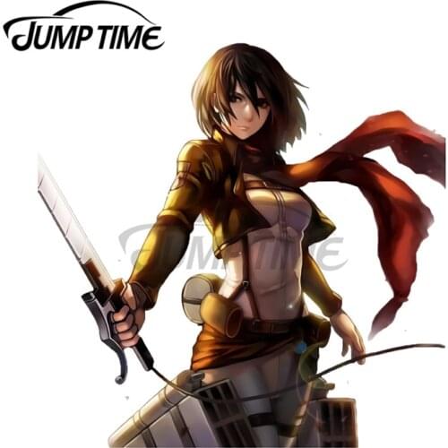 JumpTime 13 x 8.9cm Mikasa Ackerman AoT Waterproof Motorcycle Anime Decoration Car Stickers Cartoon Surfboard Trunk Decal Decal