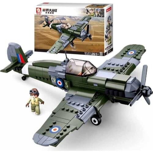 Xiaoluban Assembled Building Blocks Spitfire Model Military Series B0712 Aircraft Bricks Toys For Boys Holiday Gifts