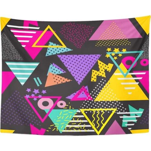 Colorful 90S Geometric Pattern in Retro 80S Style Pop Triangles Ideal Design and File Graphic 1980S Tapestry Home Decor
