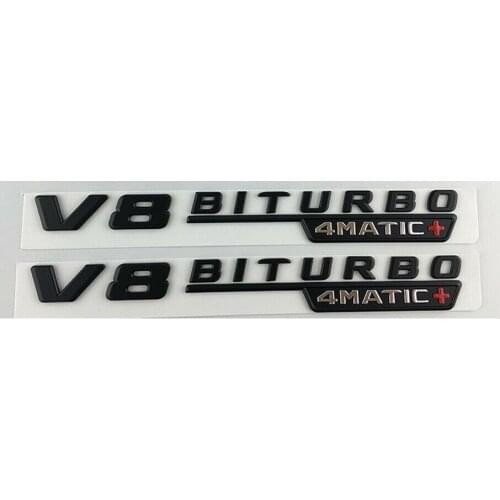Matt Black Letters Fender Emblems Badge for V8 BITURBO 4MATIC+ for Mercedes Benz AMG