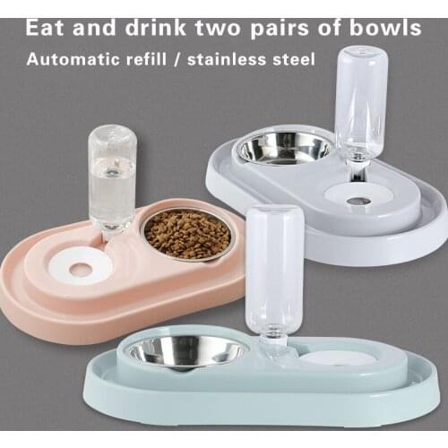 Bowl for Cat Gatos Dog Food Water Feeder Stainless Steel Pet Drinking Dish Feeder Cat Puppy Feeding Supplies Dog Accessories