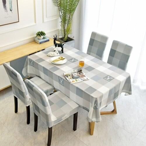 Plaid Deer Head Pattern Pillowcase Chair Cover Dining Table Cloth Rectangular Coffee Table Cloth Living Room Dining Room