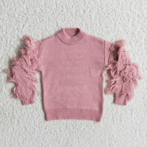 New Baby Girls Clothes Pink Sweater Long SleeveTassel Comfortable Color Kids Wear